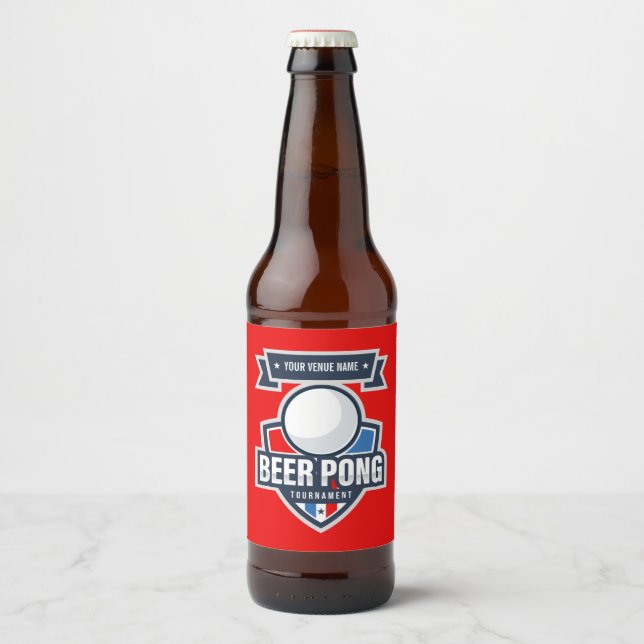 Customizable Beer Pong Tournament Logo Bottle Label (Front)