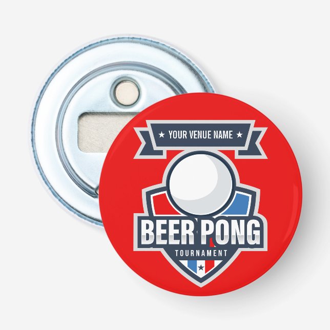 Customizable Beer Pong Tournament Logo Bottle Opener (Front)