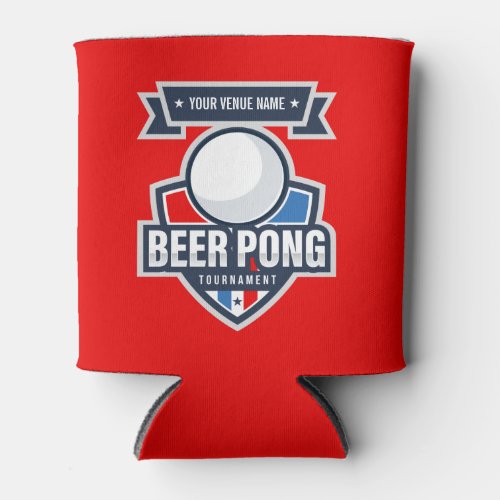 Customizable Beer Pong Tournament Logo Can Cooler