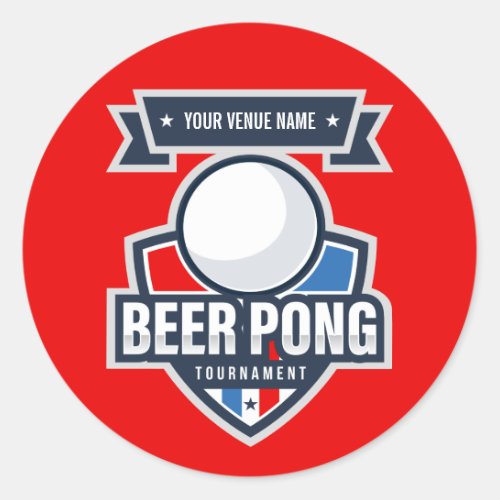 Customizable Beer Pong Tournament Logo Classic Round Sticker