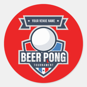 Customizable Beer Pong Tournament Logo Classic Round Sticker
