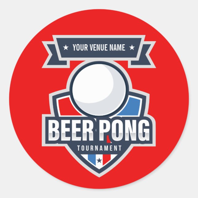 Customizable Beer Pong Tournament Logo Classic Round Sticker (Front)