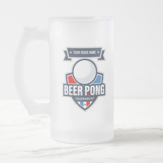 Customizable Beer Pong Tournament Logo Frosted Glass Beer Mug