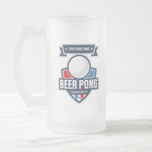Customizable Beer Pong Tournament Logo Frosted Glass Beer Mug