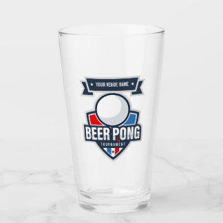 Customizable Beer Pong Tournament Logo Glass