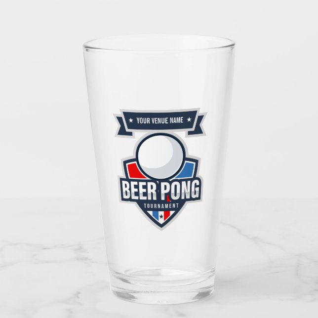 Customizable Beer Pong Tournament Logo Glass (Front)