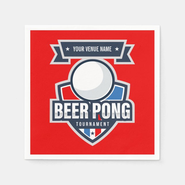 Customizable Beer Pong Tournament Logo Napkins (Front)