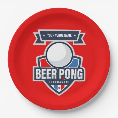 Customizable Beer Pong Tournament Logo Paper Plates