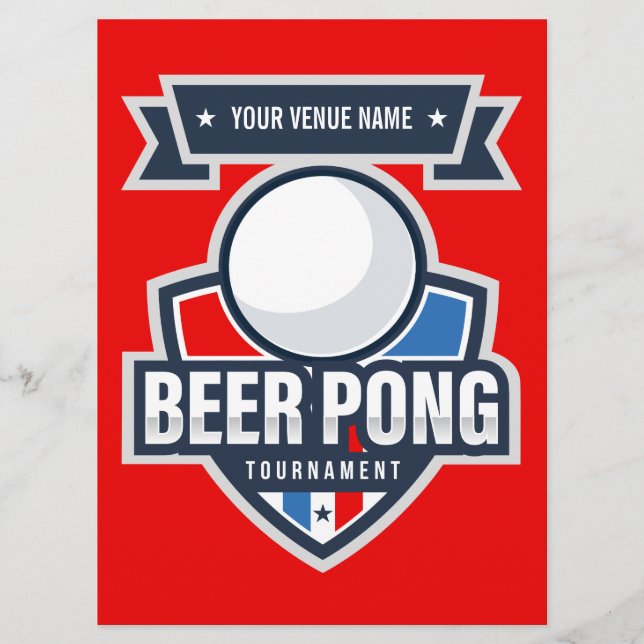 Customizable Beer Pong Tournament Rules Card (Front)