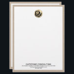 Customizable Beige Linen Consulting Letterhead<br><div class="desc">Make a lasting impression with our Customizable Beige Linen Consulting Letterhead. Crafted from premium beige linen paper, this letterhead exudes elegance and professionalism. The customizable gold logo allows you to showcase your consulting firm's branding, while the clean and minimalist design creates a polished look. Whether you're sending important correspondences, proposals,...</div>