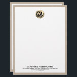 Customizable Beige Linen Consulting Letterhead<br><div class="desc">Make a lasting impression with our Customizable Beige Linen Consulting Letterhead. Crafted from premium beige linen paper, this letterhead exudes elegance and professionalism. The customizable gold logo allows you to showcase your consulting firm's branding, while the clean and minimalist design creates a polished look. Whether you're sending important correspondences, proposals,...</div>