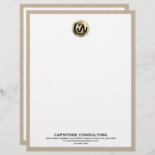 Customizable Beige Linen Consulting Letterhead