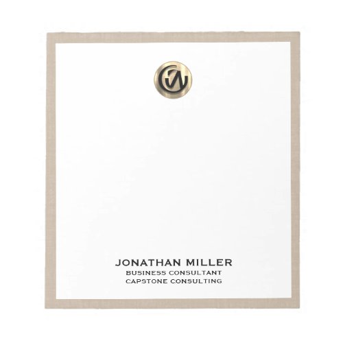Customizable Beige Linen Consulting Notepad