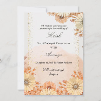Customizable Beige & Pink Design with Botanical Ac Holiday Card