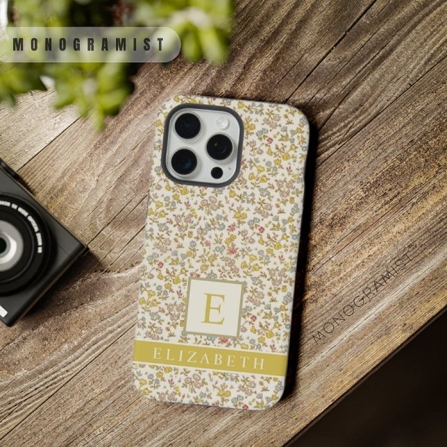 Customizable Beige Tan Floral Yellow Flowers iPhone Case (Customizable Beige Tan Floral Yellow Flowers iPhone Case)