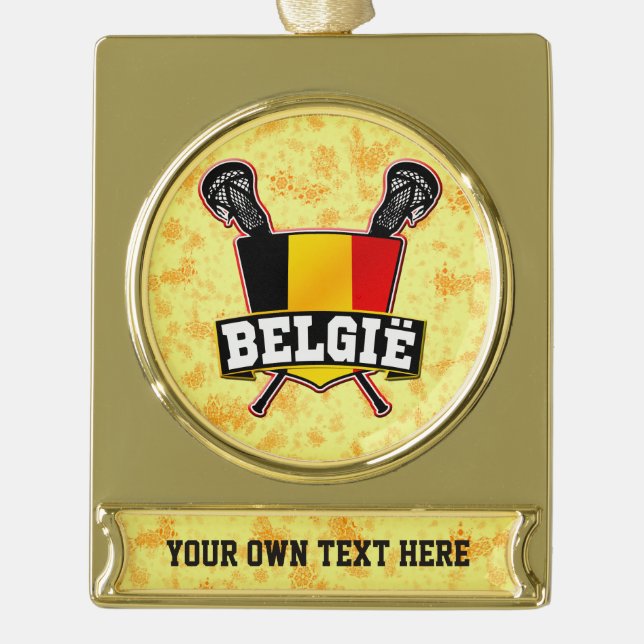 Customizable Belgium Lacrosse Christmas Ornament (Front)