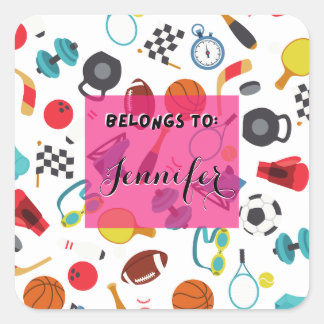 Customizable belongs to children's sports square sticker