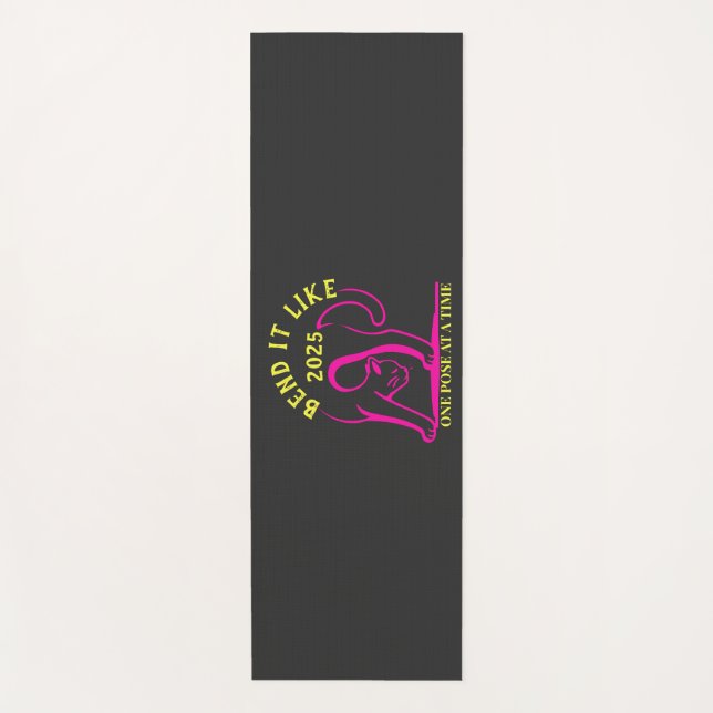 Customizable "Bend It Like 2025" Yoga Cat Yoga Mat (Front)