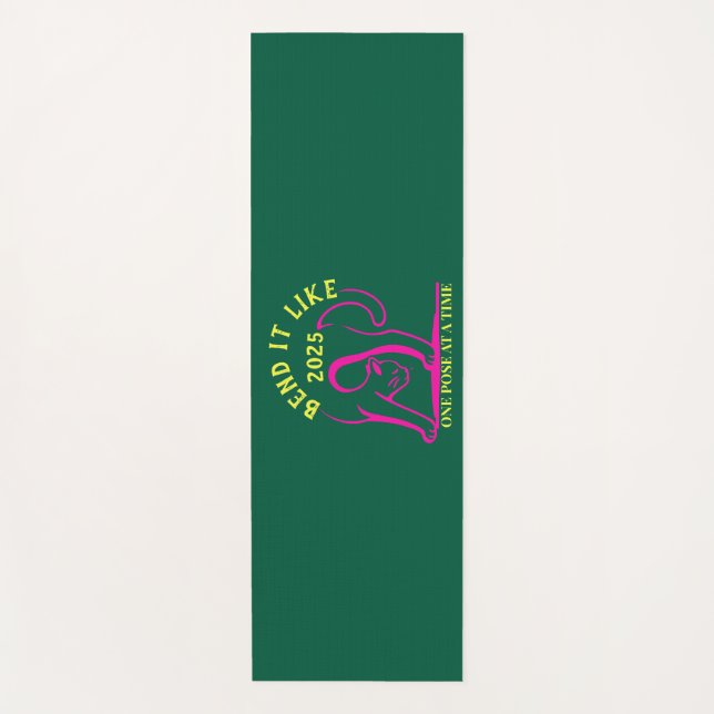 Customizable "Bend It Like 2025" Yoga Cat Yoga Mat (Front)