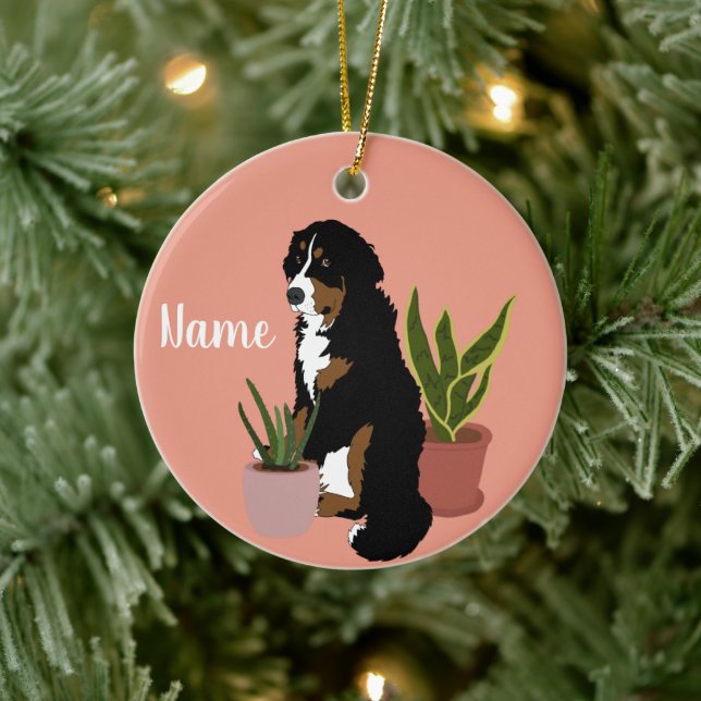 Customizable Bernese Mountain Dog Ceramic Ornament (Tree)