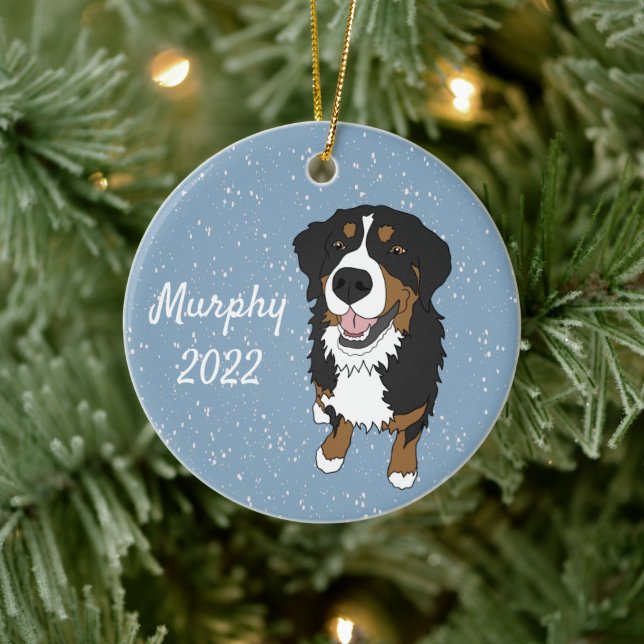 Customizable Bernese Mountain Dog Ceramic Ornament (Tree)