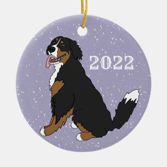 Customizable Bernese Mountain Dog  Ceramic Ornament (Front)
