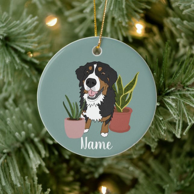 Customizable Bernese Mountain Dog  Ceramic Ornament (Tree)