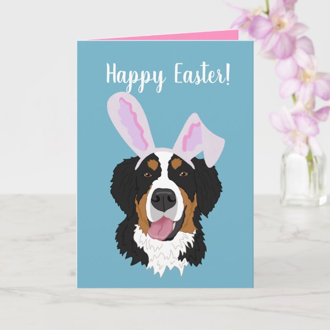 Customizable Bernese Mountain Dog Easter  Card (Orchid)