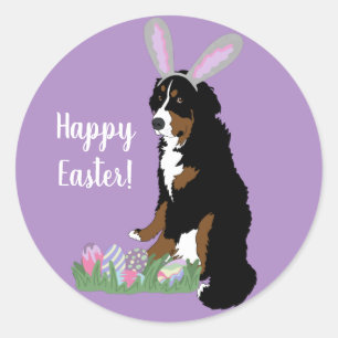 Customizable Bernese Mountain Dog Easter Classic Round Sticker
