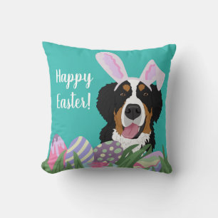 Customizable Bernese Mountain Dog Easter Throw Pillow