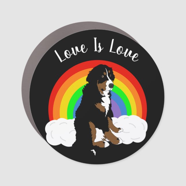 Customizable Bernese Mountain Dog Gay Pride Car Magnet (Front)