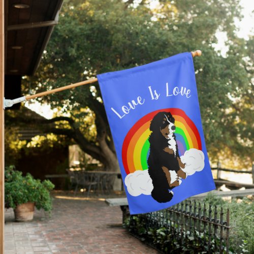 Customizable Bernese Mountain Dog Gay Pride House Flag