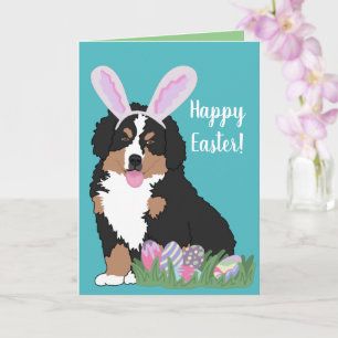 Customizable Bernese Mountain Dog Puppy Easter Card