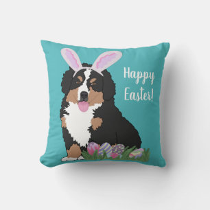 Customizable Bernese Mountain Dog Puppy Easter Throw Pillow
