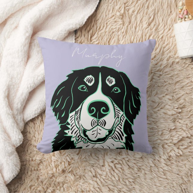 Customizable Bernese Mountain Dog   Throw Pillow (Blanket)