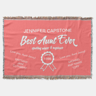 Customizable Best Aunt Ever Throw Blanket