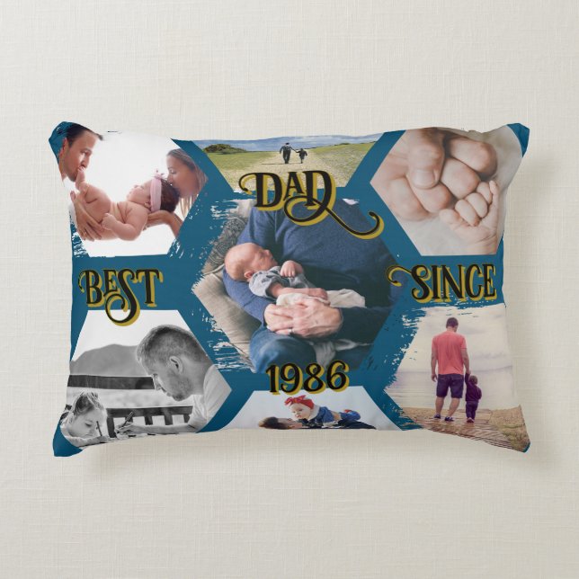 Customizable 'Best Dad Since' Accent Pillow (Front)
