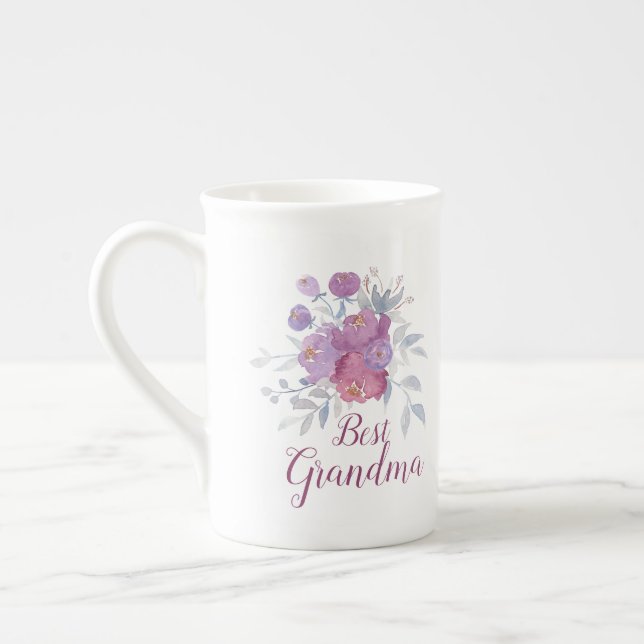 CUSTOMIZABLE Best Grandma, Nana, Grams, etc... Bone China Mug (Left)