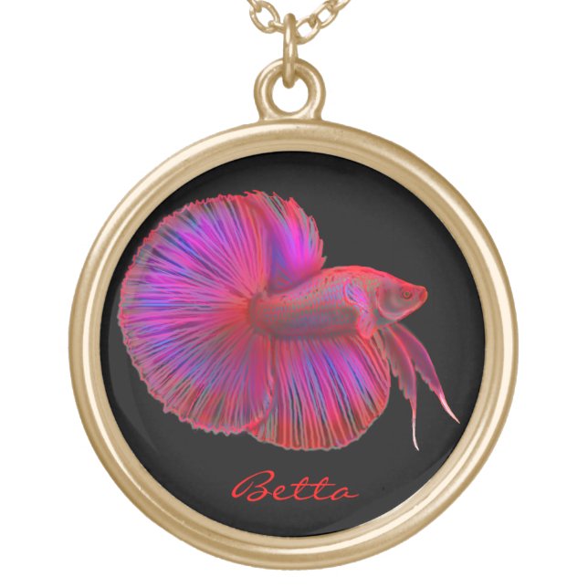 Customizable Betta Fighting Fish Necklace (Front)