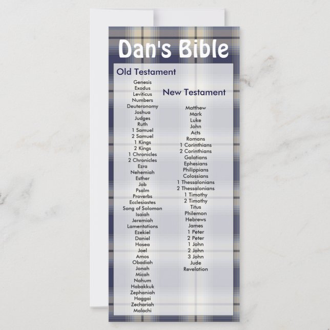 Customizable Bible Bookmark Men's Plaid (Front)