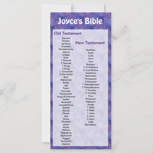 Customizable Bible Bookmark Purple Flowers
