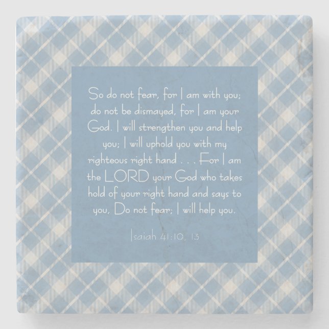 Customizable Bible Verse Isaiah 41:10, 13  Stone Coaster (Front)