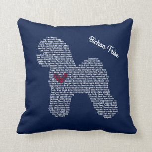 Customizable Bichon Frise Word Cloud Pillow