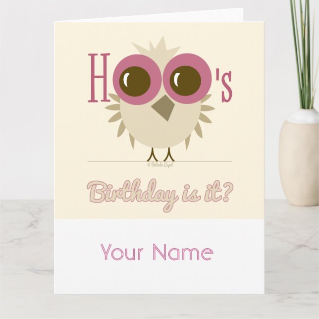 Customizable Big Bird Owl Birthday Greeting Cards (Front)