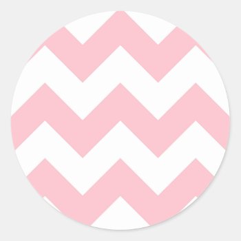 Customizable Big Pink Zigzag Pattern Classic Round Sticker by cliffviewgraphics at Zazzle