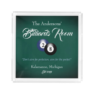 Customizable Billiards Pool Table Balls Bar Acrylic Tray
