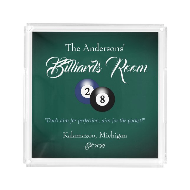 Customizable Billiards Pool Table Balls Bar Acrylic Tray (Front)