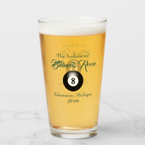Customizable Billiards Pool Table Balls Bar Beer Glass