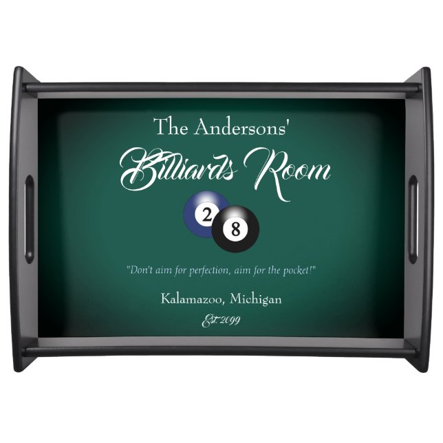 Customizable Billiards Pool Table Balls Bar Serving Tray (Front)
