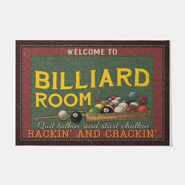 Customizable Billiards Signs, Vintage style Doormat (Front)